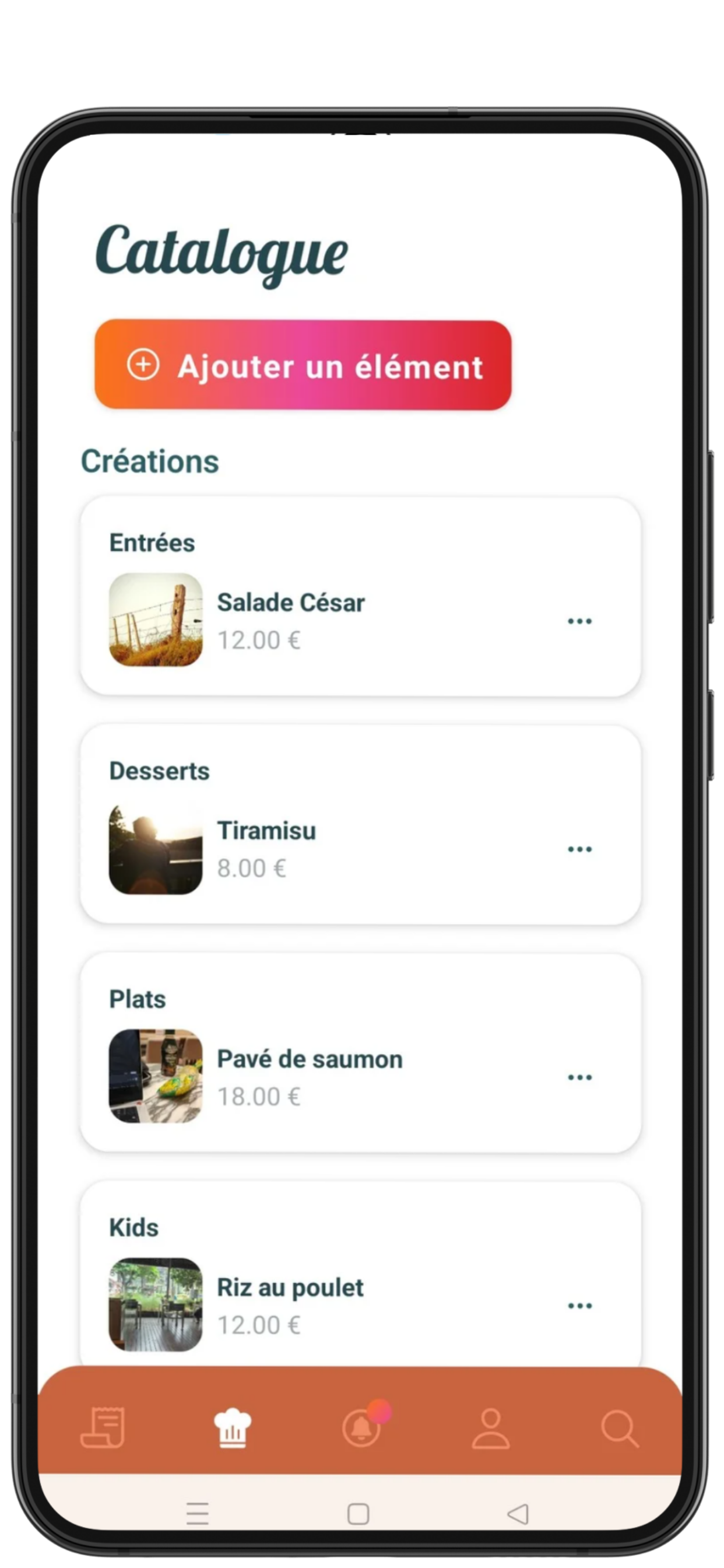 Capture d'écran app Welt cuisinier – Catalogue et créations