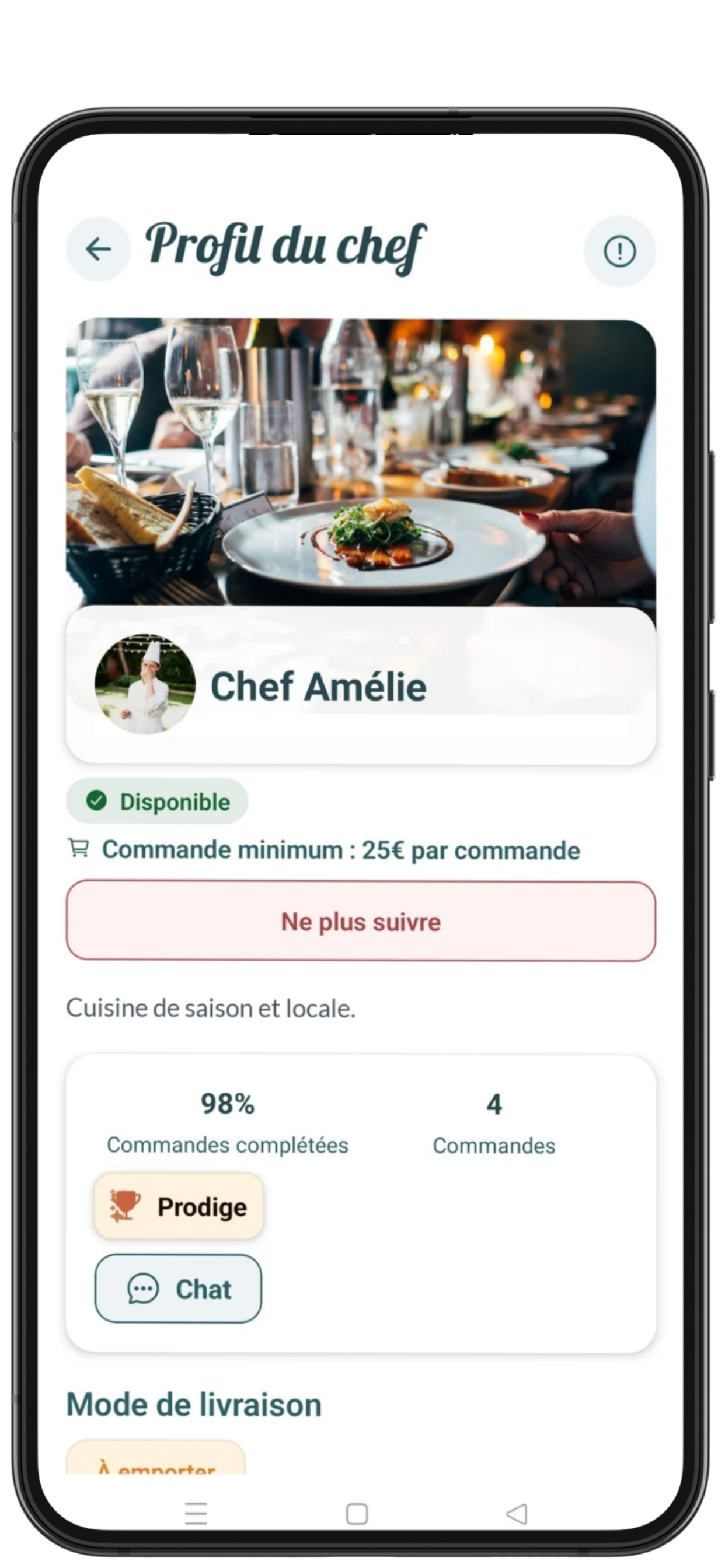 Capture d'écran Welt – Profil du chef vu par les clients